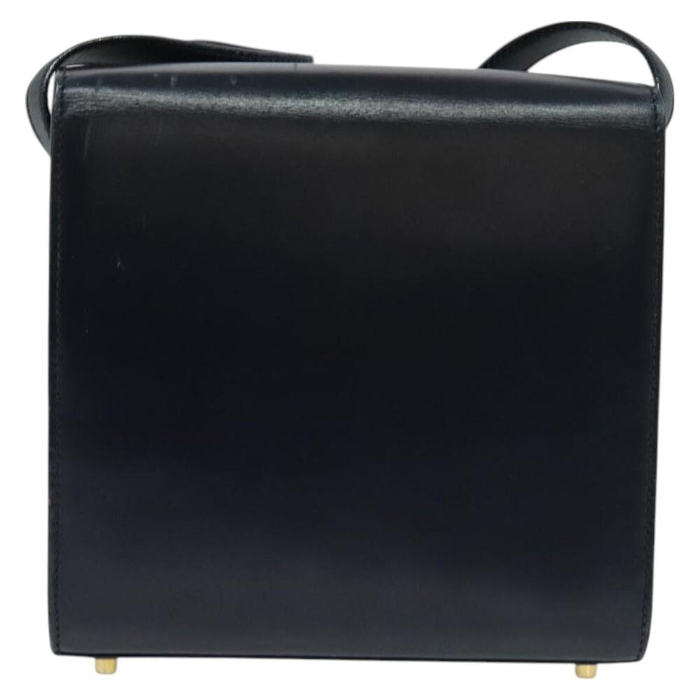 PRADA Shoulder Bag Leather Navy Gold - Picture 3 of 12